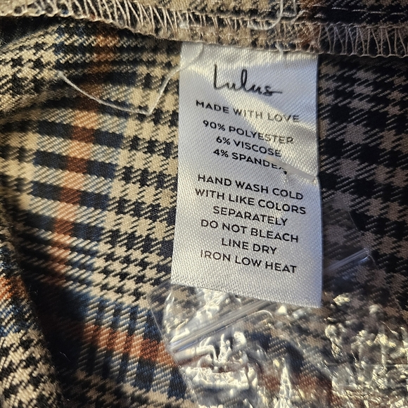 Lulus Checked and Stylish Tan Plaid High-Waisted Wide-Leg Pants size XL NWOT - Picture 7 of 7